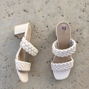 WHITE MOUNTAIN - Block Heel Braided Sandlas